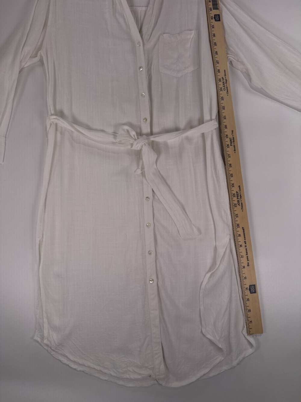 LSpace Barcelona White Viscose Button Down Tie Waist Shirt Dress Cover-Up XS/S - Picture 7 of 11
